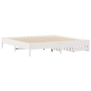 vidaXL Σκελετός Κρεβ. Χωρίς Στρώμα Λευκό 180x200 εκ Μασίφ Πεύκο