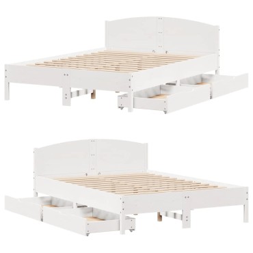 vidaXL Σκελετός Κρεβ. Χωρίς Στρώμα Λευκό 120x200 εκ Μασίφ Πεύκο