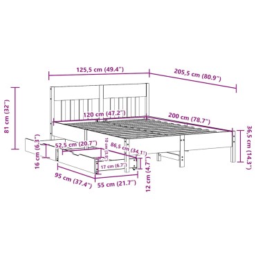 vidaXL Σκελετός Κρεβ. Χωρίς Στρώμα Λευκό 140x200 εκ Μασίφ Πεύκο
