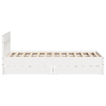 vidaXL Σκελετός Κρεβ. Χωρίς Στρώμα Λευκό 140x200 εκ Μασίφ Πεύκο