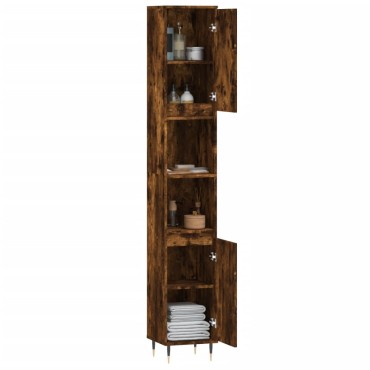 vidaXL Ντουλάπι Μπάνιου Καπνιστή Δρυς 30x30x190cm Επεξεργασμένο Ξύλο