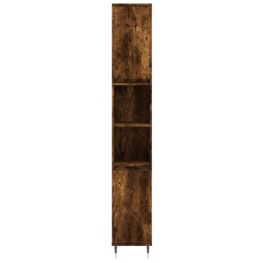 vidaXL Ντουλάπι Μπάνιου Καπνιστή Δρυς 30x30x190cm Επεξεργασμένο Ξύλο