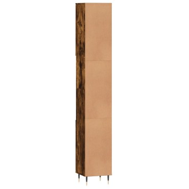 vidaXL Ντουλάπι Μπάνιου Καπνιστή Δρυς 30x30x190cm Επεξεργασμένο Ξύλο