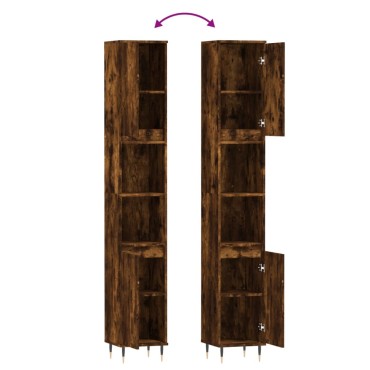 vidaXL Ντουλάπι Μπάνιου Καπνιστή Δρυς 30x30x190cm Επεξεργασμένο Ξύλο
