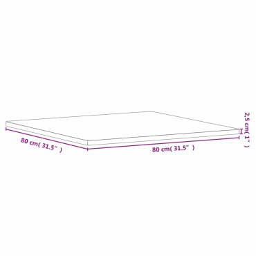 vidaXL Επιφάνεια Τραπεζιού Τετράγωνη 80x80x2,5cm Μασίφ Ξύλο Οξιάς 1 τεμ.