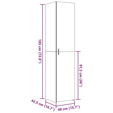 vidaXL Ντουλάπι Γκρι Σκυροδέματος 40x42,5x185cm Επεξεργασμένο Ξύλο 1 τεμ.