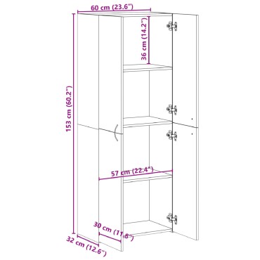 vidaXL Αρχειοθήκη Καπνιστή Δρυς 60x32x153cm Επεξ. Ξύλο 1 τεμ.