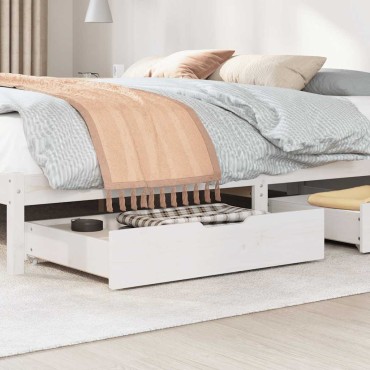 vidaXL Συρτάρια Κρεβατιού 2 τεμ Λευκό 80x55x17 εκ. Μασίφ Ξύλο Πεύκου
