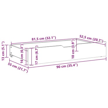 vidaXL Συρτάρια Κρεβατιού 2 τεμ Λευκό 90x55x17 εκ. Μασίφ Ξύλο Πεύκου