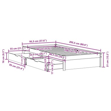 vidaXL Σκελετός Κρεβ. Χωρίς Στρώμα Λευκό 90x200 εκ Μασίφ Πεύκο