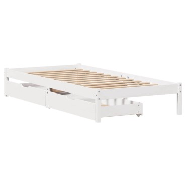 vidaXL Σκελετός Κρεβ. Χωρίς Στρώμα Λευκό 75x190cm Μασίφ Πεύκο 1 τεμ. - Μονό