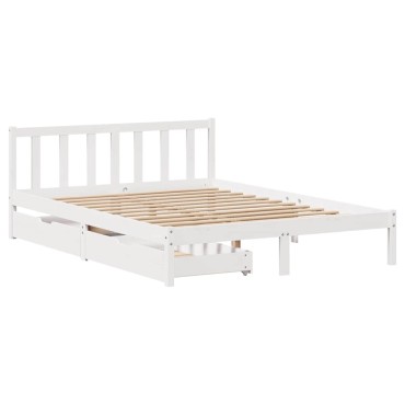 vidaXL Σκελετός Κρεβ. Χωρίς Στρώμα Λευκό 160x200cm Μασίφ Πεύκο 1 τεμ. - Διπλό