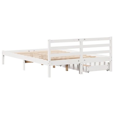 vidaXL Σκελετός Κρεβ. Χωρίς Στρώμα Λευκό 160x200cm Μασίφ Πεύκο 1 τεμ. - Διπλό