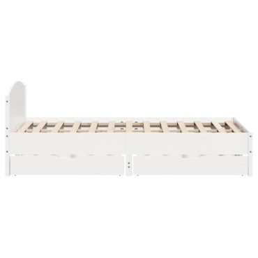 vidaXL Σκελετός Κρεβ. Χωρίς Στρώμα Λευκό 135x190 εκ Μασίφ Πεύκο