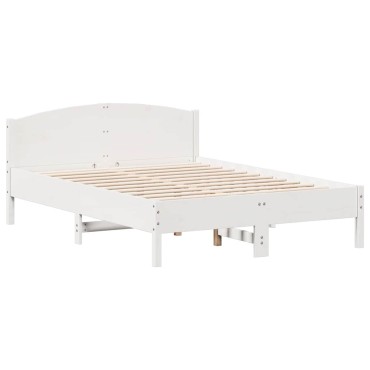 vidaXL Σκελετός Κρεβ. Χωρίς Στρώμα Λευκό 140x200cm Μασίφ Πεύκο 1 τεμ. - Διπλό