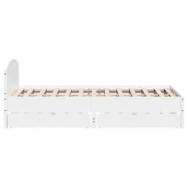 vidaXL Σκελετός Κρεβ. Χωρίς Στρώμα Λευκό 140x200cm Μασίφ Πεύκο 1 τεμ. - Διπλό