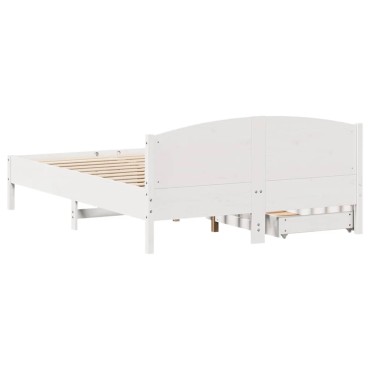 vidaXL Σκελετός Κρεβ. Χωρίς Στρώμα Λευκό 140x200cm Μασίφ Πεύκο 1 τεμ. - Διπλό
