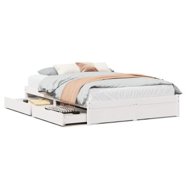 vidaXL Σκελετός Κρεβ. Χωρίς Στρώμα Λευκό 140x190cm Μασίφ Πεύκο 1 τεμ. - Μονό