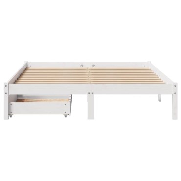 vidaXL Σκελετός Κρεβ. Χωρίς Στρώμα Λευκό 140x200cm Μασίφ Πεύκο 1 τεμ. - Διπλό