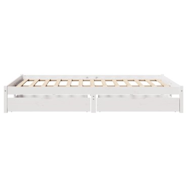 vidaXL Σκελετός Κρεβ. Χωρίς Στρώμα Λευκό 140x200cm Μασίφ Πεύκο 1 τεμ. - Διπλό