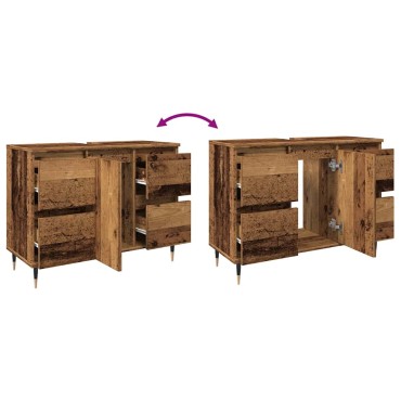 vidaXL Ντουλάπι Μπάνιου Παλαιό Ξύλο 80x33x60cm από Επεξεργασμένο Ξύλο