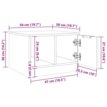 vidaXL Τραπεζάκι Σαλονιού τεχνίτης Δρυς 50x50x36cm Επεξεργασμένο Ξύλο 1 τεμ.