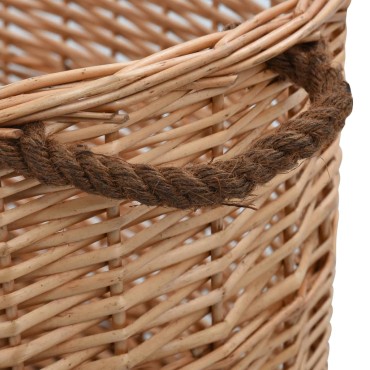 vidaXL Καλάθι Καυσόξυλων με Λαβές Μεταφοράς 78x54x34 εκ. Φυσική Ιτιά