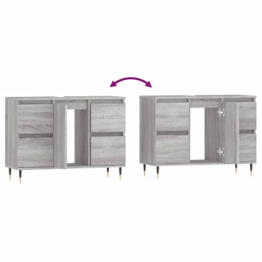 vidaXL Ντουλάπι Μπάνιου Γκρι Sonoma 80x33x60cm από Επεξεργ. Ξύλο