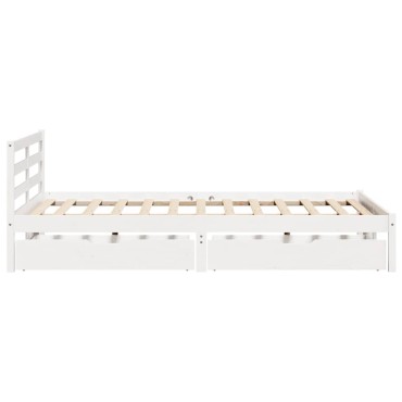 vidaXL Σκελετός Κρεβ. Χωρίς Στρώμα Λευκό 140x190cm Μασίφ Πεύκο 1 τεμ. - Μονό