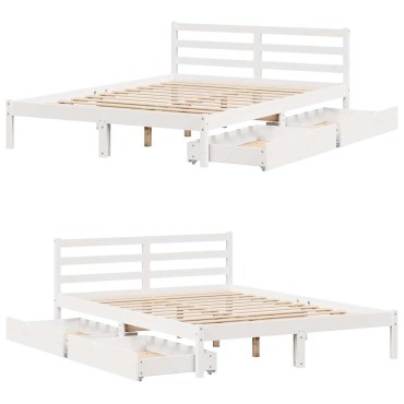 vidaXL Σκελετός Κρεβ. Χωρίς Στρώμα Λευκό 140x190cm Μασίφ Πεύκο 1 τεμ. - Μονό