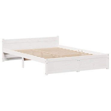 vidaXL Σκελετός Κρεβ. Χωρίς Στρώμα Λευκό 140x200 εκ Μασίφ Πεύκο