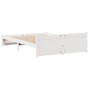vidaXL Σκελετός Κρεβ. Χωρίς Στρώμα Λευκό 140x200 εκ Μασίφ Πεύκο