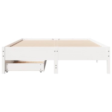 vidaXL Σκελετός Κρεβ. Χωρίς Στρώμα Λευκό 140x200cm Μασίφ Πεύκο 1 τεμ. - Διπλό