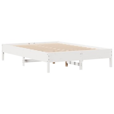 vidaXL Σκελετός Κρεβ. Χωρίς Στρώμα Λευκό 140x200cm Μασίφ Πεύκο 1 τεμ. - Διπλό