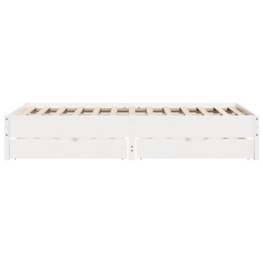 vidaXL Σκελετός Κρεβ. Χωρίς Στρώμα Λευκό 140x200cm Μασίφ Πεύκο 1 τεμ. - Διπλό