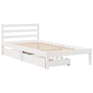 vidaXL Σκελετός Κρεβ. Χωρίς Στρώμα Λευκό 90x190cm Μασίφ Πεύκο 1 τεμ. - Μονό