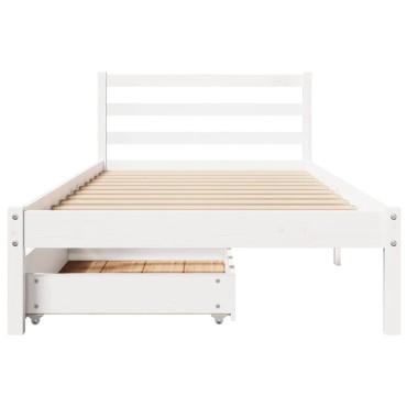 vidaXL Σκελετός Κρεβ. Χωρίς Στρώμα Λευκό 90x190cm Μασίφ Πεύκο 1 τεμ. - Μονό