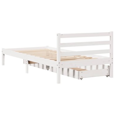 vidaXL Σκελετός Κρεβ. Χωρίς Στρώμα Λευκό 90x190cm Μασίφ Πεύκο 1 τεμ. - Μονό