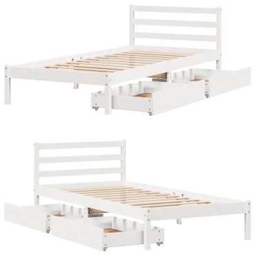 vidaXL Σκελετός Κρεβ. Χωρίς Στρώμα Λευκό 90x190cm Μασίφ Πεύκο 1 τεμ. - Μονό