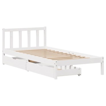 vidaXL Σκελετός Κρεβ. Χωρίς Στρώμα Λευκό 90x190cm Μασίφ Πεύκο 1 τεμ. - Μονό