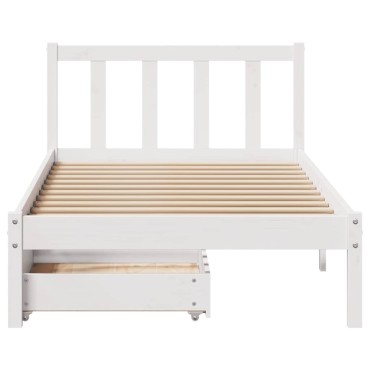 vidaXL Σκελετός Κρεβ. Χωρίς Στρώμα Λευκό 90x190cm Μασίφ Πεύκο 1 τεμ. - Μονό