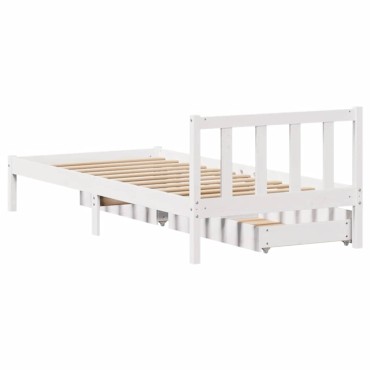 vidaXL Σκελετός Κρεβ. Χωρίς Στρώμα Λευκό 90x190cm Μασίφ Πεύκο 1 τεμ. - Μονό