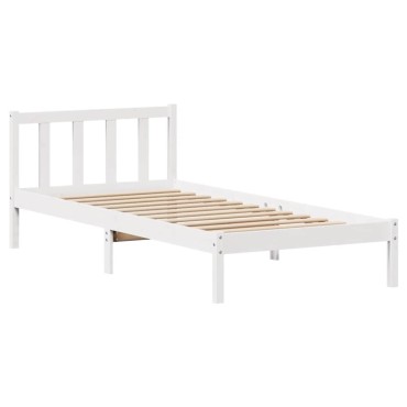 vidaXL Σκελετός Κρεβ. Χωρίς Στρώμα Λευκό 90x190cm Μασίφ Πεύκο 1 τεμ. - Μονό