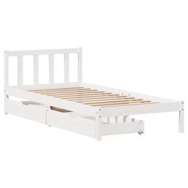 vidaXL Σκελετός Κρεβ. Χωρίς Στρώμα Λευκό 75x190cm Μασίφ Πεύκο 1 τεμ. - Μονό