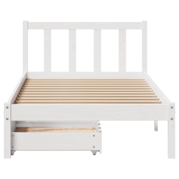 vidaXL Σκελετός Κρεβ. Χωρίς Στρώμα Λευκό 75x190cm Μασίφ Πεύκο 1 τεμ. - Μονό