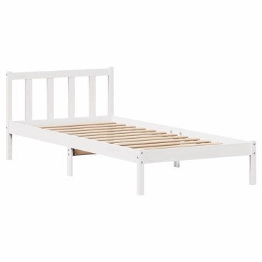 vidaXL Σκελετός Κρεβ. Χωρίς Στρώμα Λευκό 75x190cm Μασίφ Πεύκο 1 τεμ. - Μονό