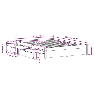 vidaXL Σκελετός Κρεβ. Χωρίς Στρώμα Λευκό 120x200 εκ Μασίφ Πεύκο