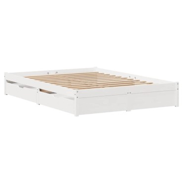 vidaXL Σκελετός Κρεβ. Χωρίς Στρώμα Λευκό 140x200 εκ Μασίφ Πεύκο