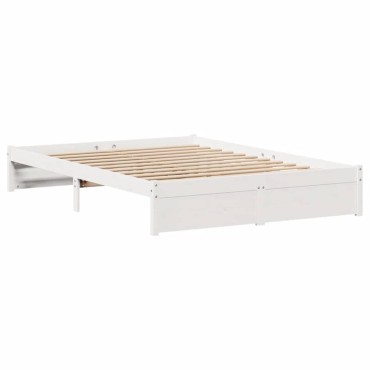 vidaXL Σκελετός Κρεβ. Χωρίς Στρώμα Λευκό 140x200 εκ Μασίφ Πεύκο
