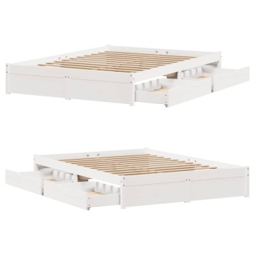 vidaXL Σκελετός Κρεβ. Χωρίς Στρώμα Λευκό 140x200 εκ Μασίφ Πεύκο